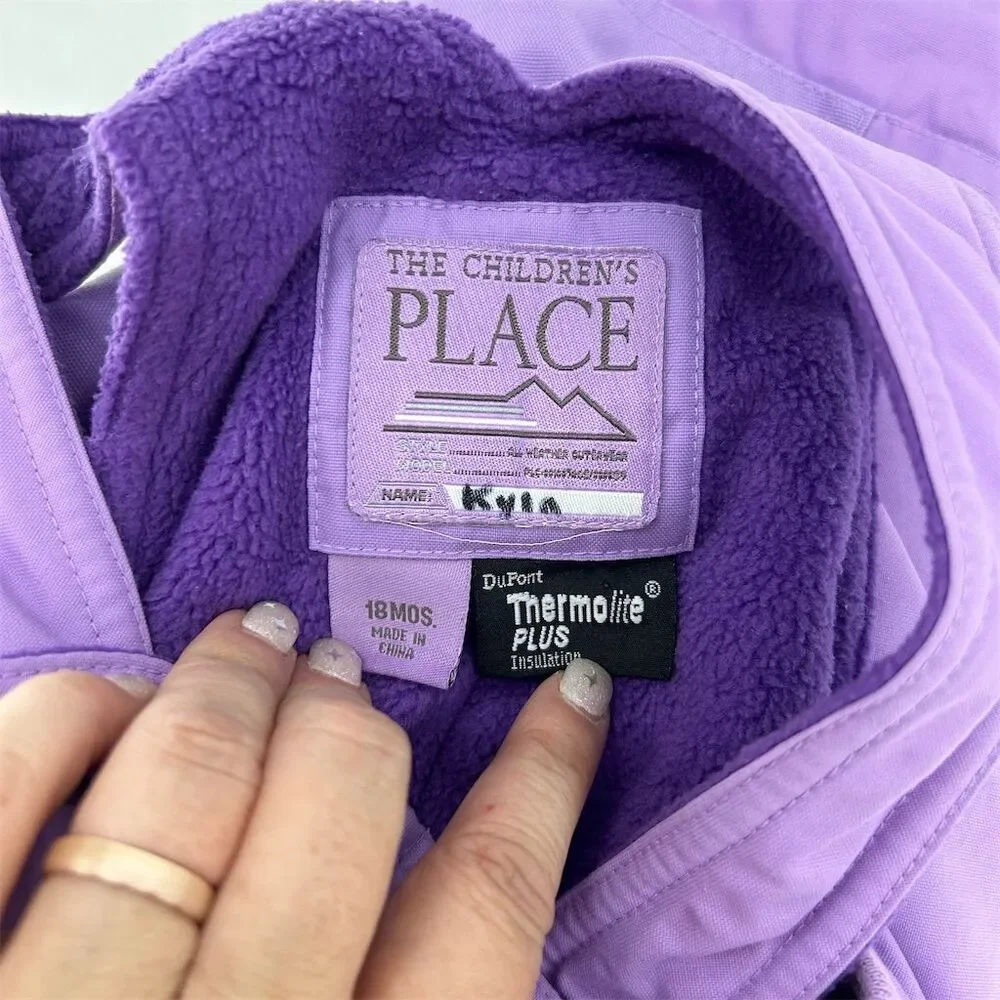 The Children's Place Purple Snow Bib Overalls - Size 18 Months Girls Winter